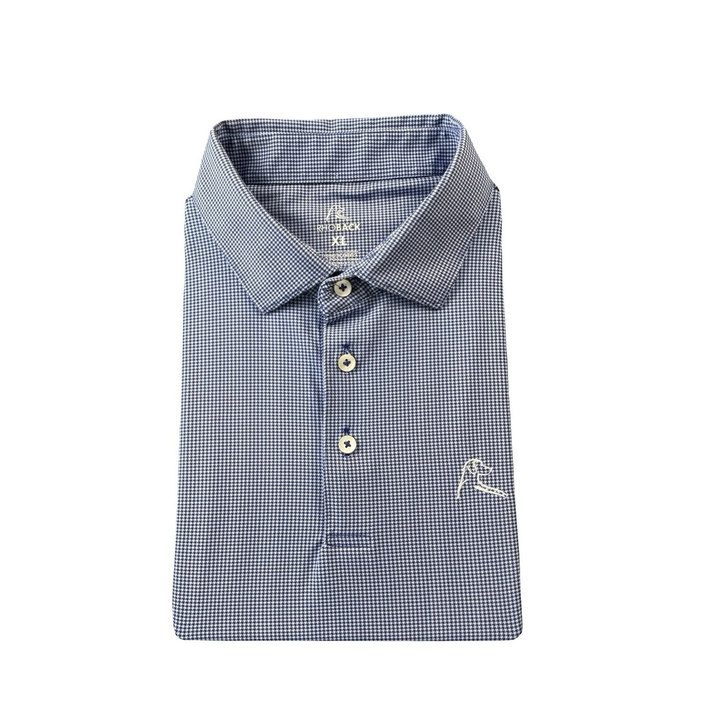 Rhoback Blue White Houndstooth Performance S/S Mens Golf Polo Shirt Size XL
